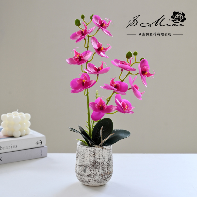 12 flores falsas sensación orquídea mariposa bonsai simulación de flores decoración interior adornos flores artificiales simulación de maceta image 7