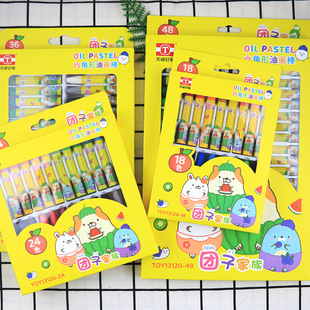 Cartoon Tuanzi Family Color Painting Pen 12 Color 24 Color 36 Color Oil Painting Stick Children's Graffiti Crayon Learning Supplies