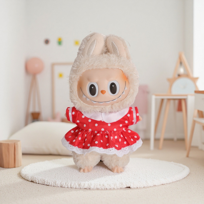Labubu Clothes Doll Clothes 17cm Clothes Macaron Outfit Labubu Doll Clothes Dress-Up Spotted Little Skirt Clothes