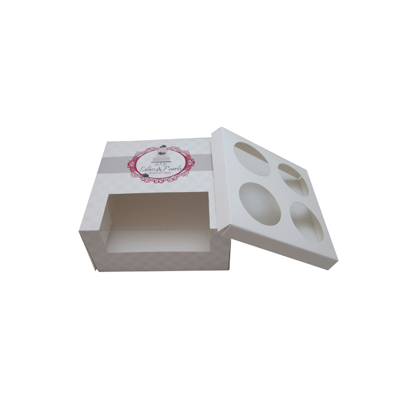 【厂家印刷】咖啡色纸杯蛋糕盒开窗PET蛋糕盒6杯12杯蛋糕盒可折叠