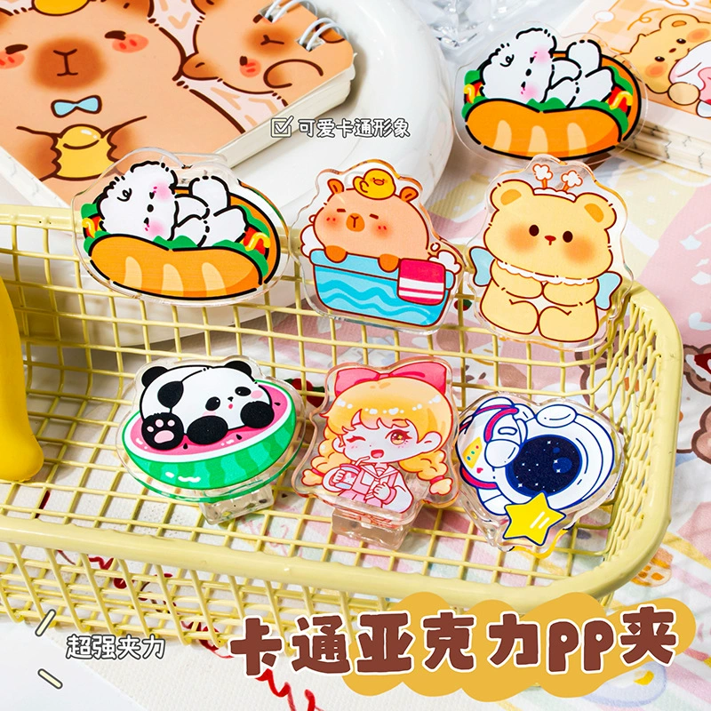  acrylic clip cartoon cute single-sided PP clip learning office desk sticky notes test paper creative clip