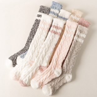 Coral velvet socks women's stockings Korean Japanese cute stockings striped socks knee socks autumn and winter jk calf socks