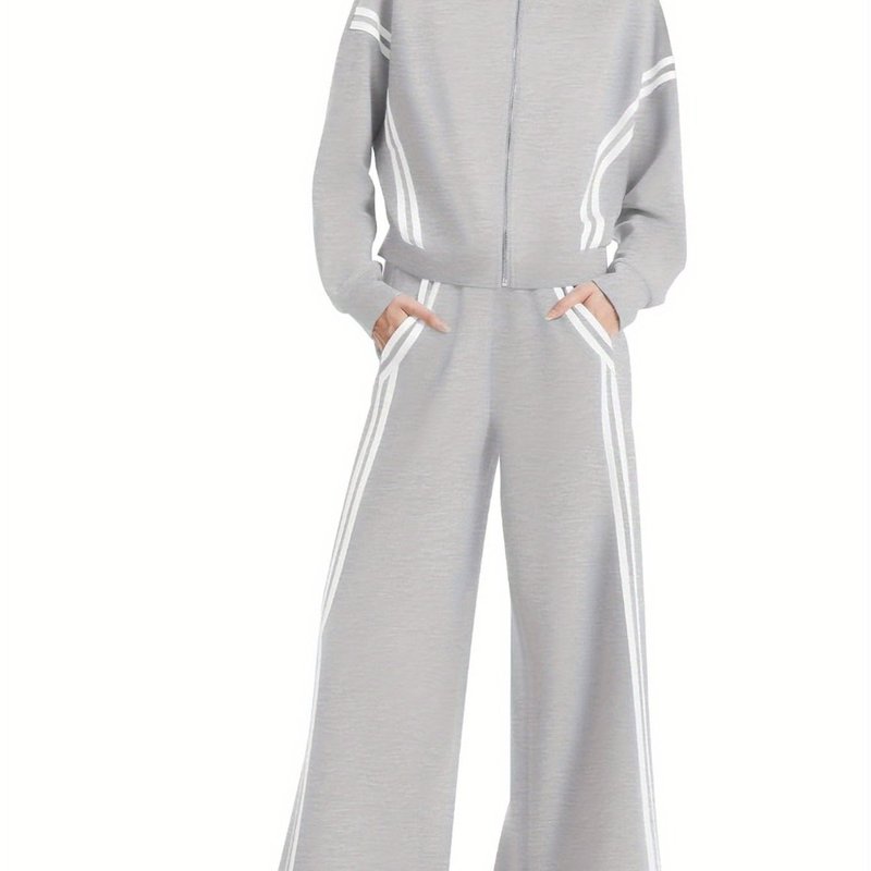 Women's 2 Piece Outfits Zip Up Sweatshirt Contrast Striped|undefined