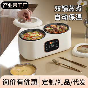 Household Frying, Stir-Frying, and Steaming All-In-One Electric Hot Pot, Dormitory Electric Stir-Fry Pot, Multifunctional Electric Cooking Pot, Dual-Chamber Electric Rice Cooker