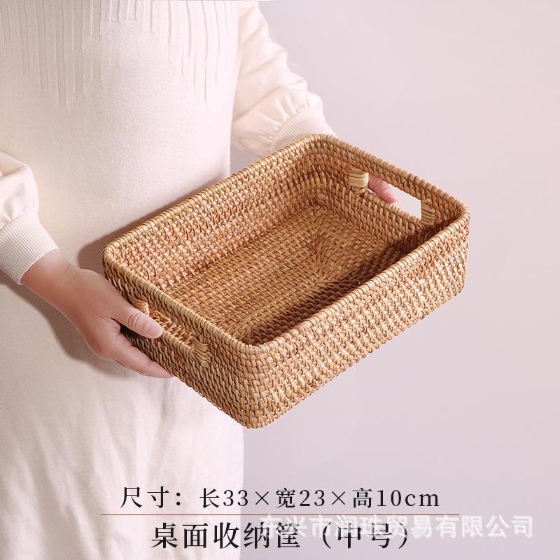 Cesta de almacenamiento de caña pan pan al vapor cesta de frutas caseras cestas de almacenamiento de verduras cestas de bambú cestas de picnic snack