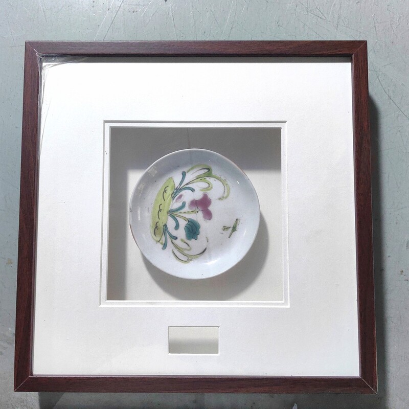 Antique Ceramic Plate Display Frame, Crafts Storage Wooden Photo Frame, Hollow Square Decorative Picture Frame, Art Decoration Piece
