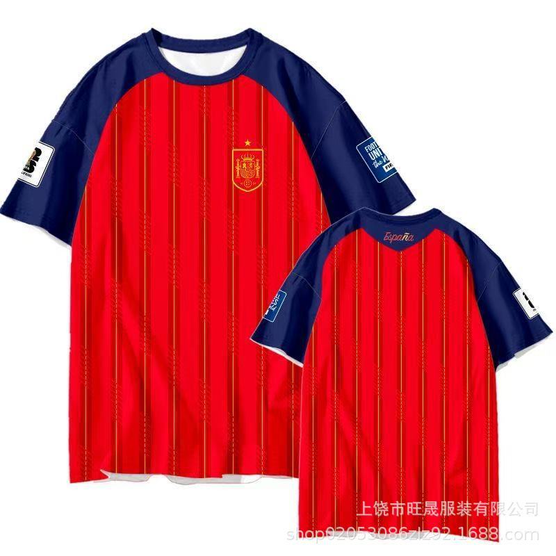 2026 World Cup Spain Team Yamal Player Version Football Clothes Quick-Drying Short-Sleeved T-Shirts for Men and Women Half-Sleeved