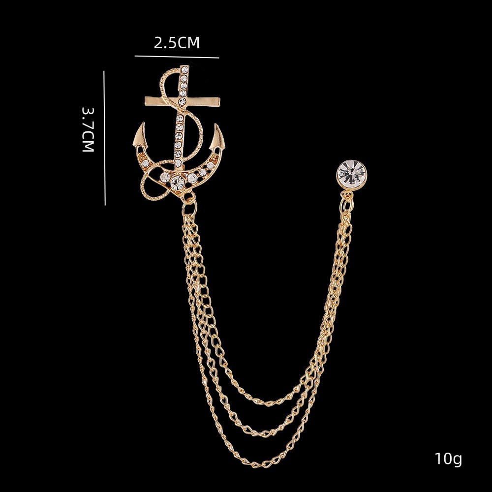 Moda corona alas diamante borla hombres traje broche simple todo partido traje vestido abrigo ramillete accesorios