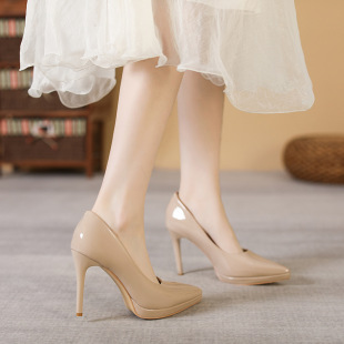 Waterproofing table Squading High Heel Polying Women's Single Shoes Pacific Solid September Sexy Women's Shoes 2024 Spring and Autumn New