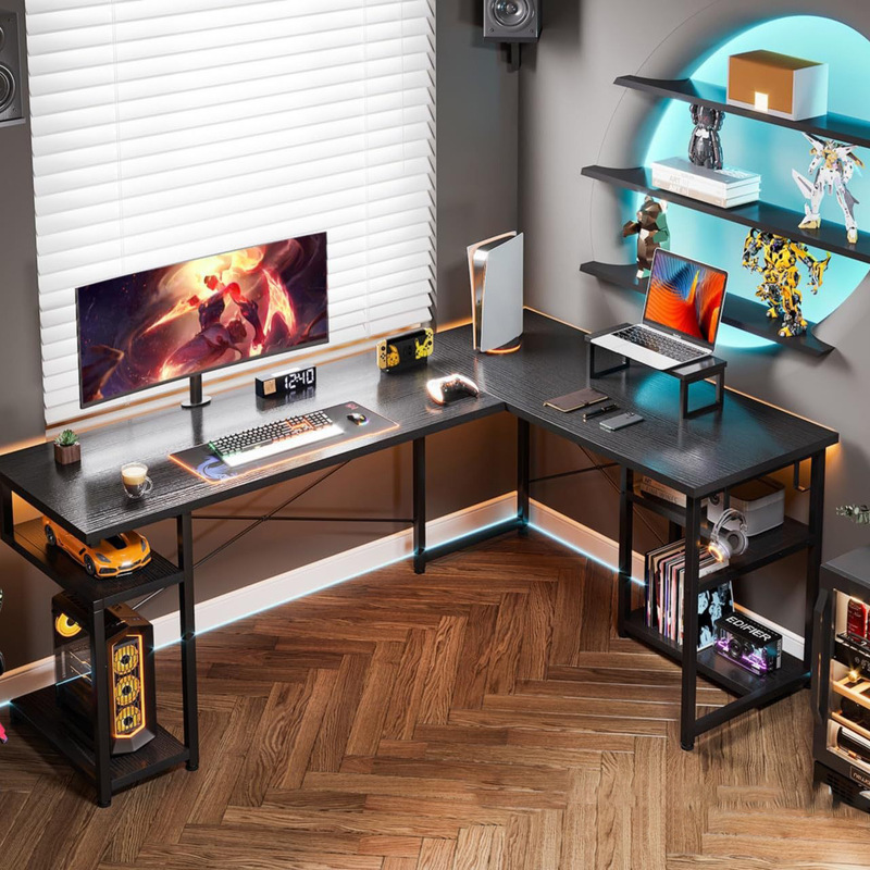 Cross-Border Supply of Multifunctional L-Shaped Computer Desk with Monitor Stand and Pc Gaming Desk Cross-Border Supply of Multifunctional L-Shaped Computer Desk with Monitor Stand and Pc Gaming Desk