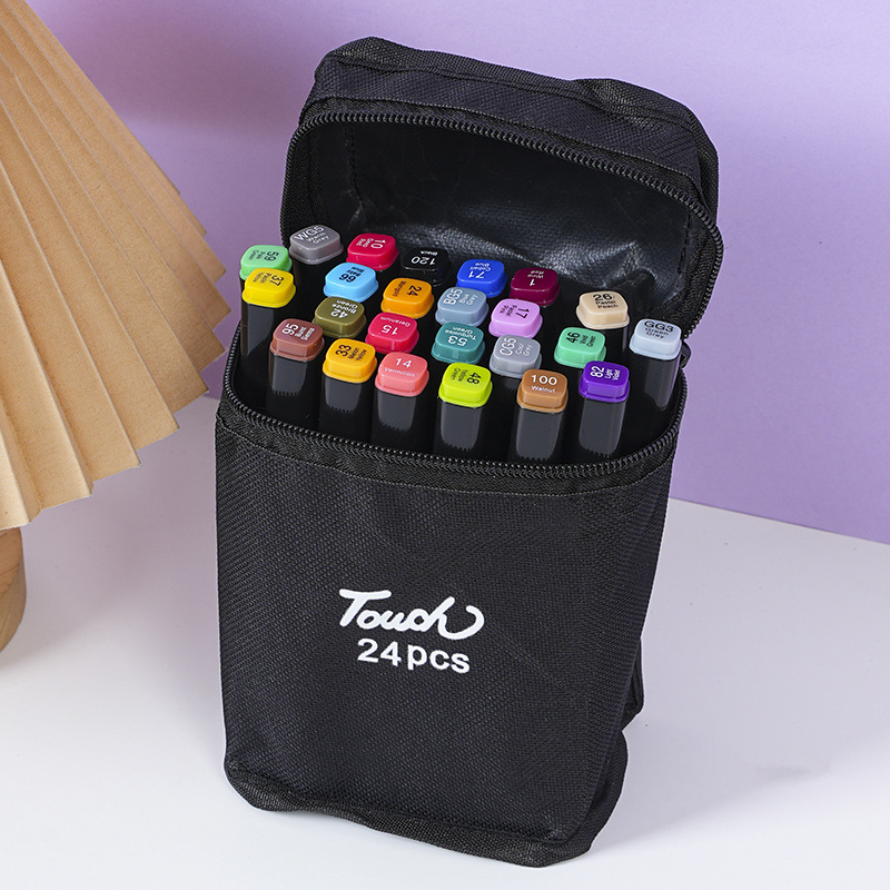 Juego de marcadores aceitosos de alcohol de doble cabeza al por mayor de fábrica, bolígrafos de acuarela para niños de color, marcadores de pincel de pintura, stock