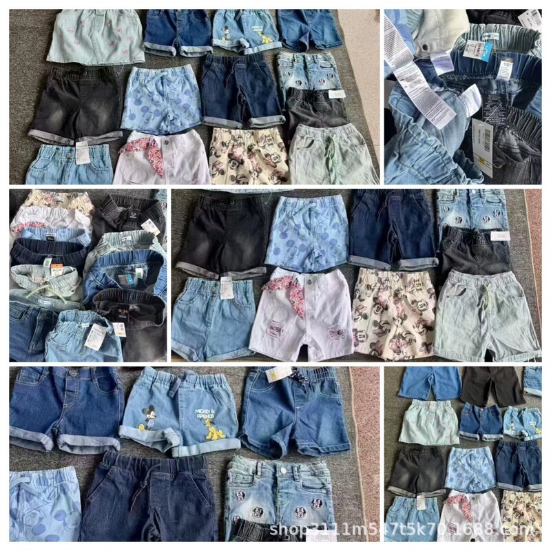 Wholesale supply of 2025 summer cross-border foreign trade brand new children's jeans, European and American style cute denim shorts, cotton Wholesale supply of 2025 summer cross-border foreign trade brand new children's jeans, European and American style cute denim shorts, cotton