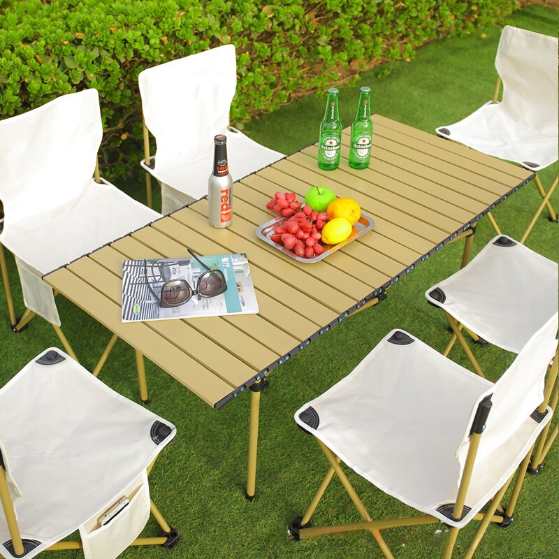 Folding Table Outdoor Table and Chair Folding Set Lounge Chair Set Convenient Backrest Leisure Camping Lazy Dormitory Multi-Function
