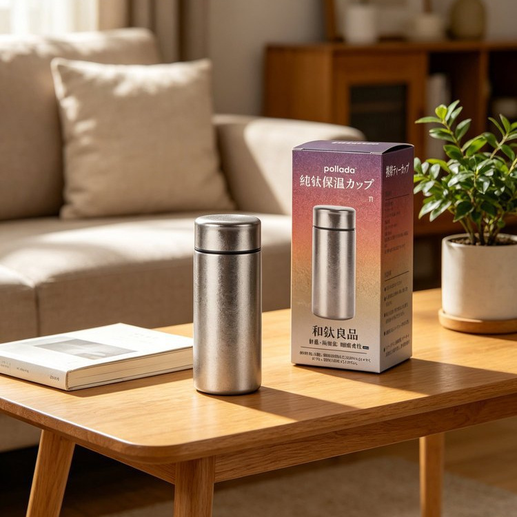polladda pure titanium insulated cup, high aesthetic appeal, frosted, portable, compact water cup, tea and water do not mix flavors easily