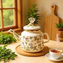 珐琅壶搪瓷茶壶民族特色奶茶酥油壶平底壶奶茶壶搪瓷手把壶水壶