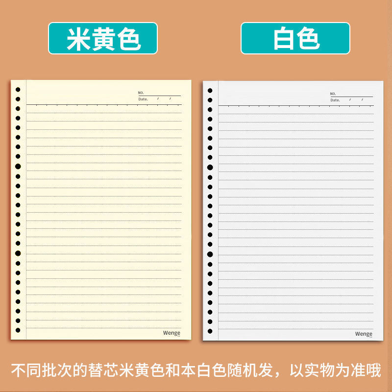 Cuaderno de cuadrícula de hoja A4 sub-A5 núcleo 26 agujeros 30 agujeros papel de hoja de reemplazo cuadrado línea horizontal en blanco núcleo de reemplazo B5