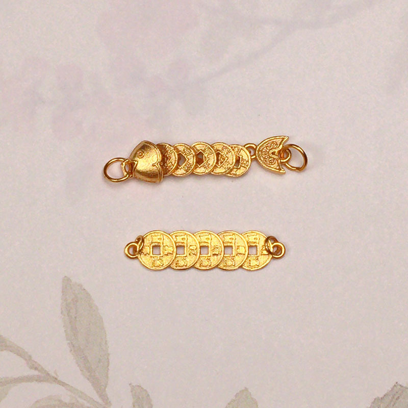 S925 Five Emperors Money Koi Chain Natural Silver Gold-Plated Spacer Beads Semi-Finished DIY Jewelry Bracelet