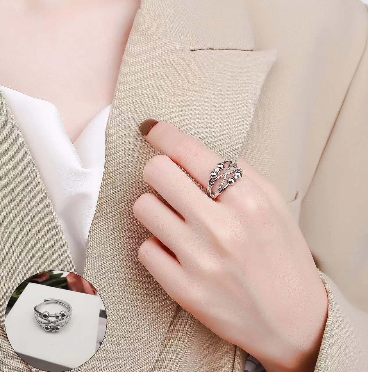 Fashion Irregular Geometric Copper Rings 1 Set