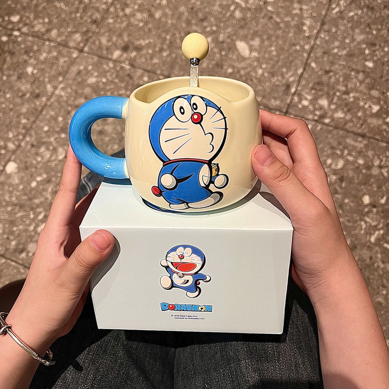 哆啦A梦正版授权马克杯高颜值可爱陶瓷杯子喝水杯咖啡早餐杯儿童|undefined