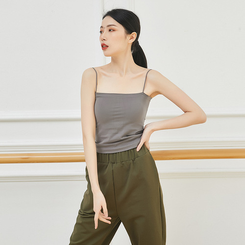 Dance clothing vest female ballet modern ethnic classical dance practice clothing top suspender body suit with chest pad