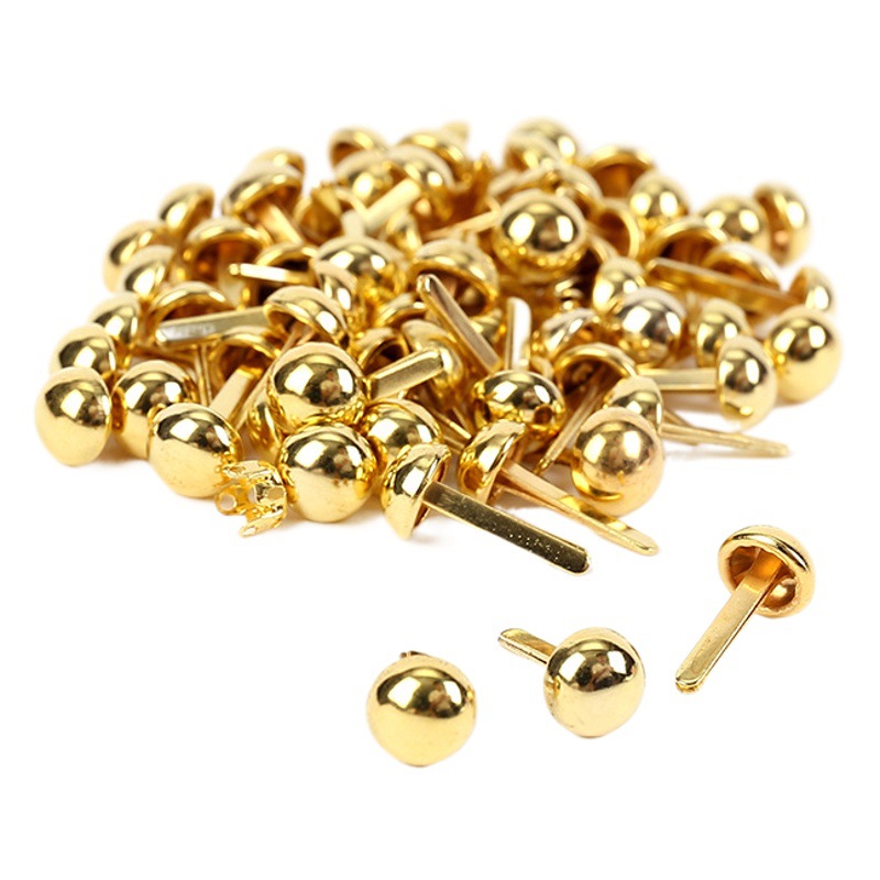 Manufacturer in Stock Wholesale Gold and Silver Round Head Two-Legged Nails Electroplating Non-Fading Luggage Handmade DIY Accessories Bucket Bubble Nails