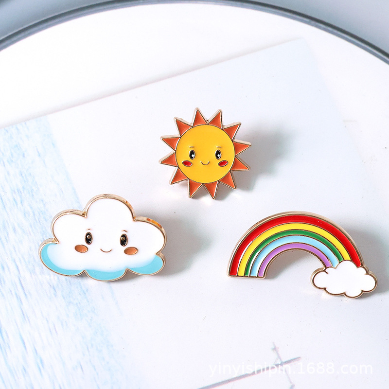 Sun Clouds Brooch Cartoon Rainbow Badge Cute Sweet Girl Sweater Corsage Clothes Schoolbag Button Pin Children Sun Clouds Brooch Cartoon Rainbow Badge Cute Sweet Girl Sweater Corsage Clothes Schoolbag Button Pin Children