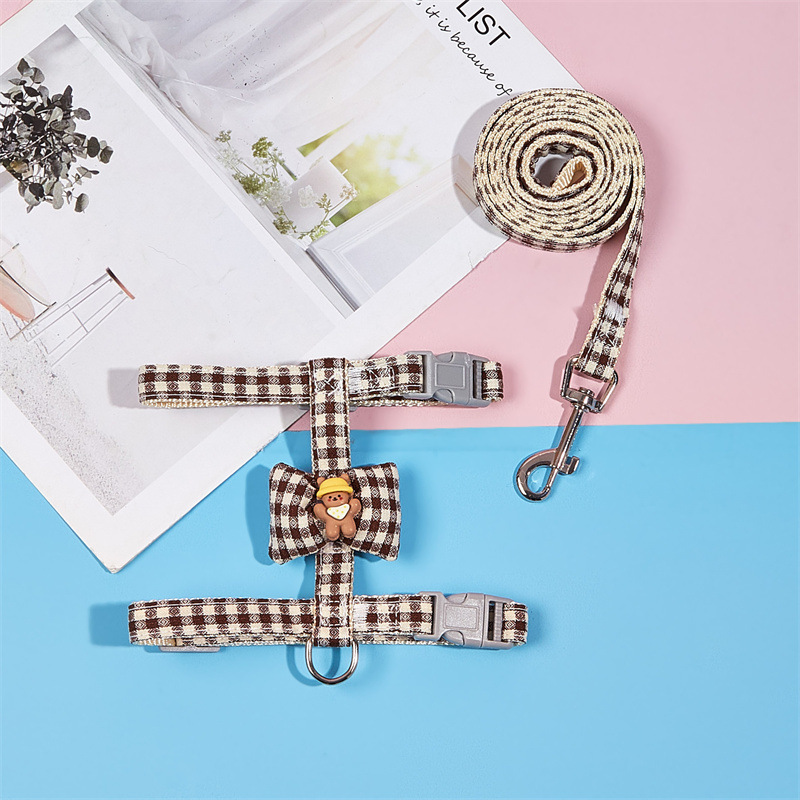Cross-border ajustable mascota gato Plaid muñeca traje de cuerda de tracción perro pequeño perro cuerda en forma de I correa para el pecho