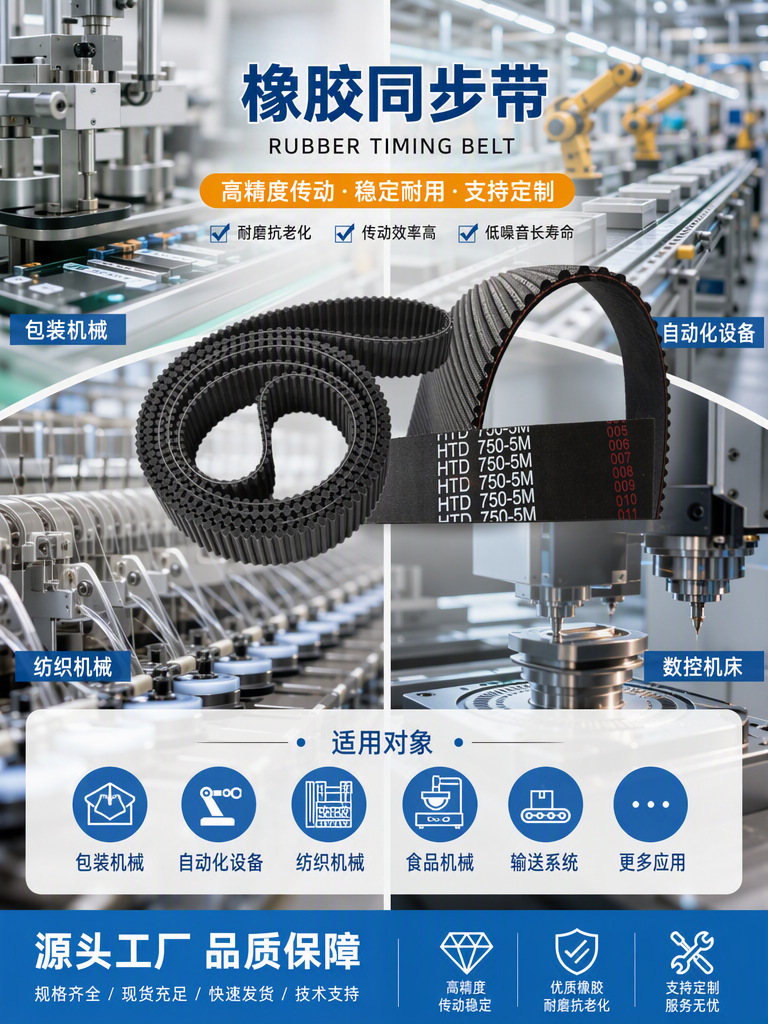 Manufacturer Supplies Rubber Timing Belts for Packaging Machines, L-Type Toothed Belts, and Tensile-Resistant and Wear-Resistant Transmission Belts