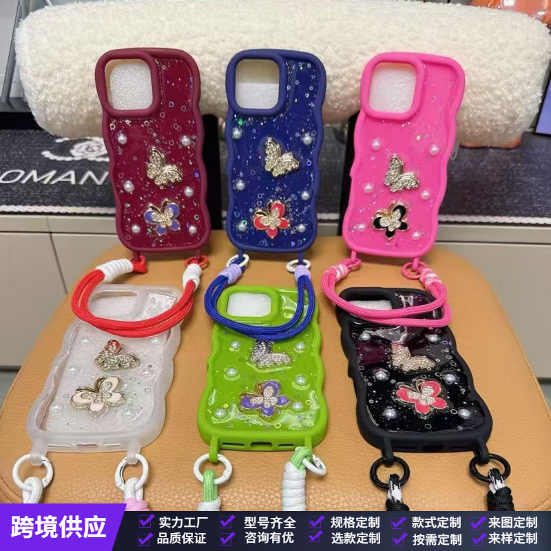Luxury Applicable Redmi A5/Note14Pro Diamond Butterfly Pearl Phone Case African Model 16 Sets