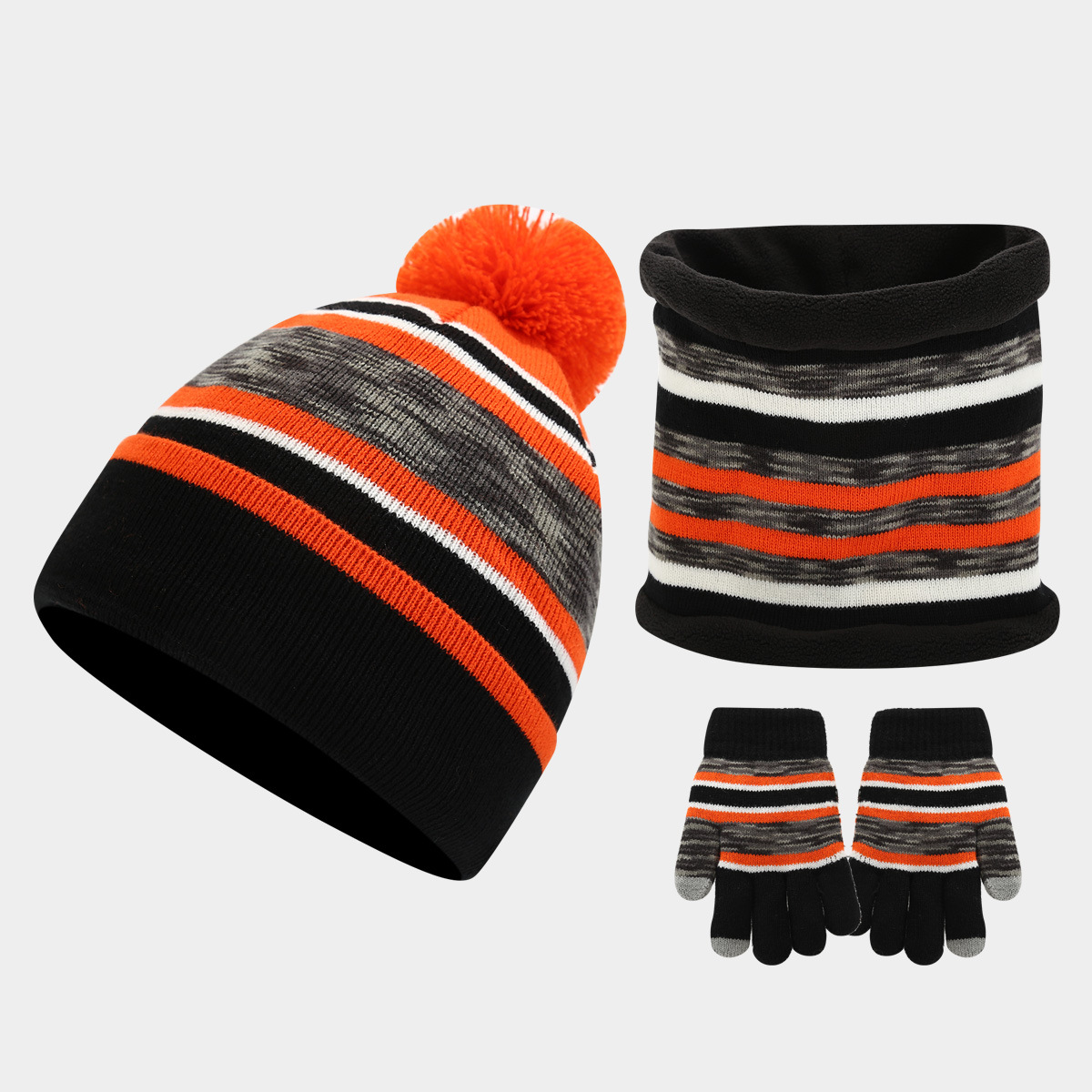 Nuevos sombreros cálidos al aire libre para niños europeos y americanos, guantes de cuello, juego de tres piezas, invierno más terciopelo, traje de tres piezas a prueba de frío, comercio exterior image 7