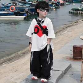 儿童装男童夏季短袖套装2026新款夏季中大童薄款夏款酷帅气时髦潮
