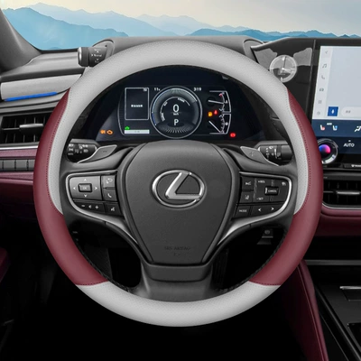 Steering Wheel Cover Nx260 | Steering wheel cover - white-and-burgundy-set-style-ultra-thin-style-default