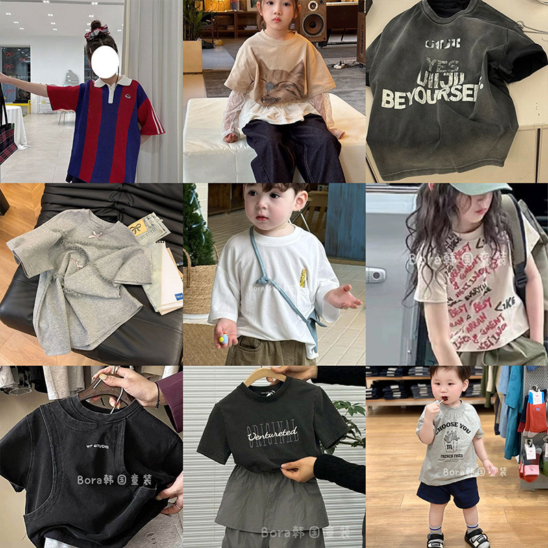 年中クリアランス、男の子と女の子向けの高コストパフォーマンスTシャツ、夏用子供用半袖コットン（返品不可//レビューなし1|undefined