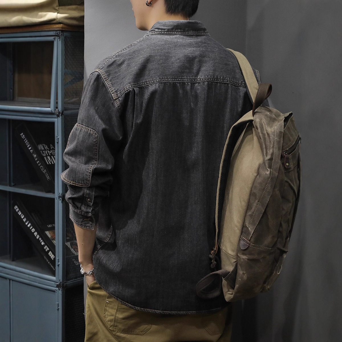Herren-Hemdjacke, lässig, für Frühling und Herbst, modisches Langarm-Denimhemd_voghion.com