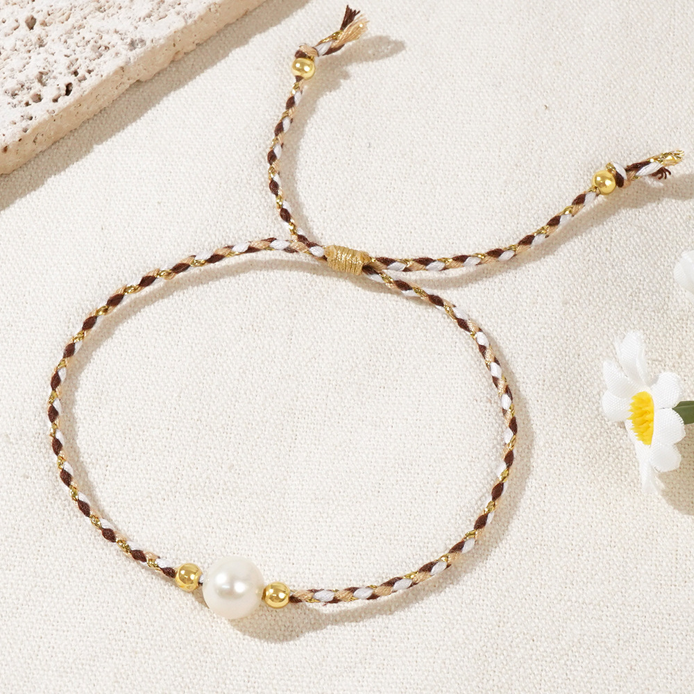 Geometric Casual Bohemian Imitation Pearl Rope Copper Bracelets Wholesale display picture 10