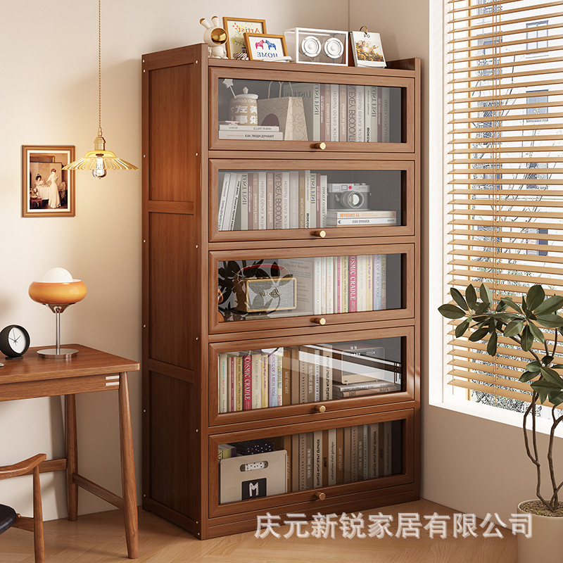 Bookcase Bookshelf Dust-Proof Floor-To-Ceiling Door Household Multi-Layer Children's Storage Rack Student Wall Storage Shelf