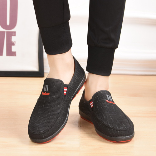 Old Beijing cloth shoes men's cotton shoes low-top plus velvet thickening warm old men's shoes winter flat-soled slip-on work shoes