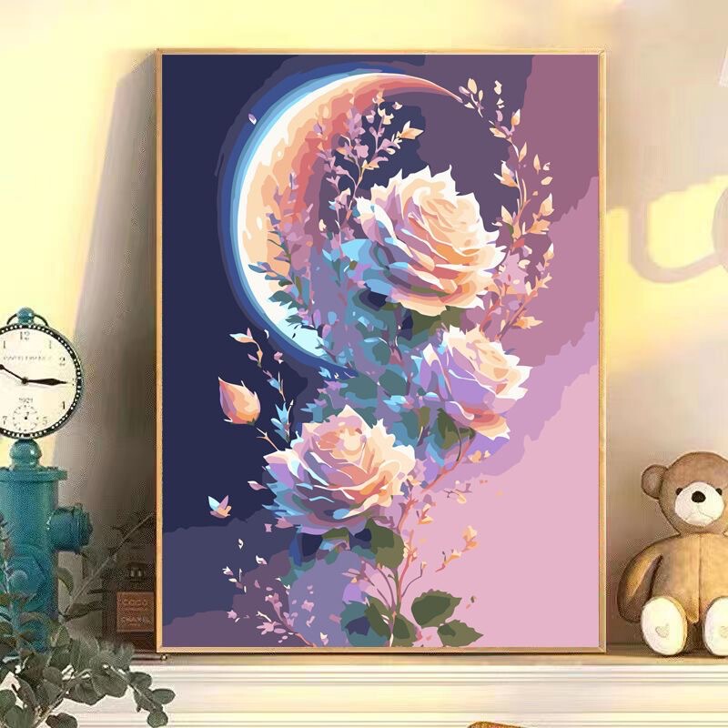 30種類の花卉diyデジタル油絵の震え音電気商が次々と露店を出してバラの手描き装飾画を卸売りした|undefined