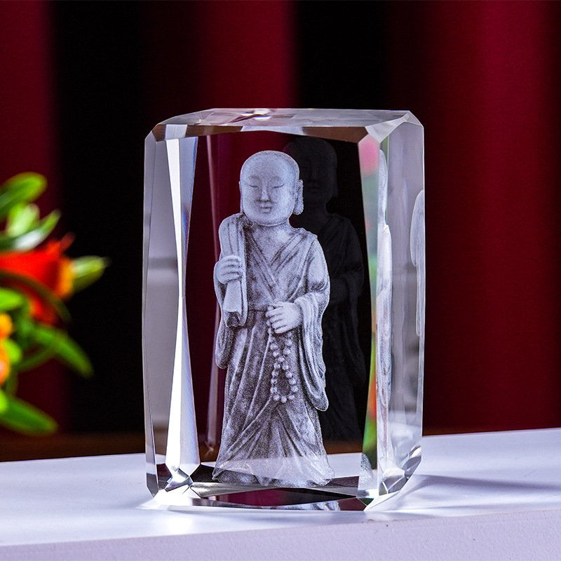 Escultura interior de cristal Serie de animales 3D Estatua de Buda de cristal Modelo de edificio de cristal Decoración del hogar Recuerdos de viaje Suministro transfronterizo