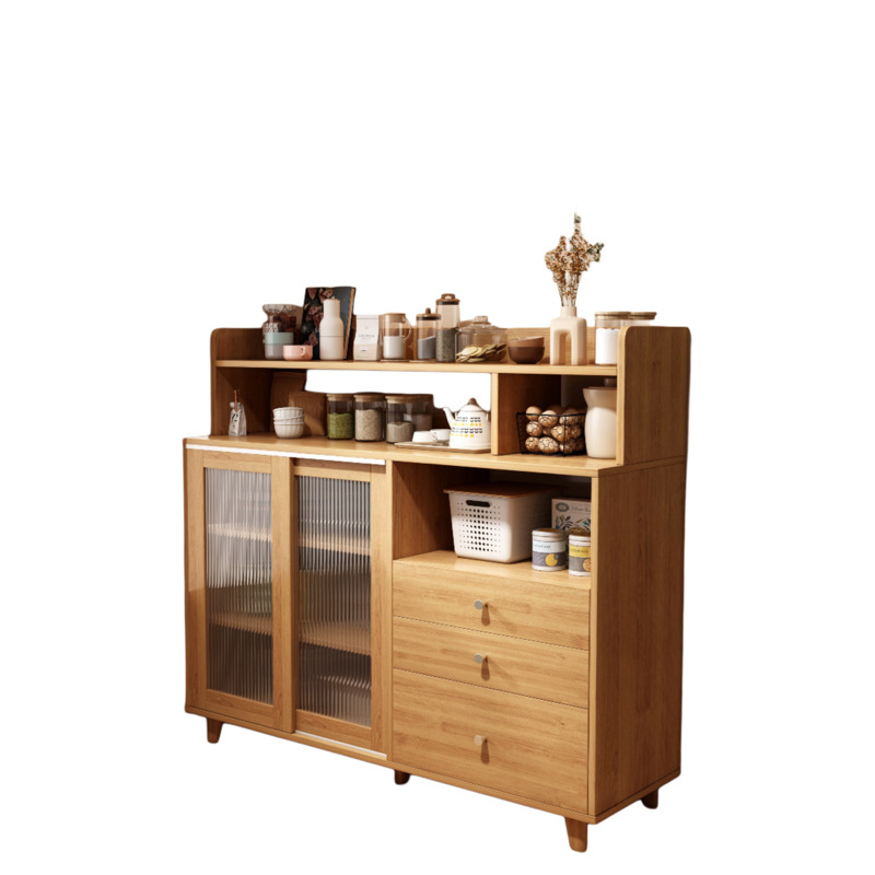 Aparador, moderno, simple, color madera, sala de estar, armario de té, armario de almacenamiento, armario de almacenamiento de cocina para el hogar, armario de almacenamiento contra la pared