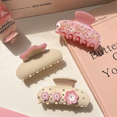 酢酸の水ドリルの花は女性のタイプの後頭部の半分の髪のクリップの中で番号の髪のクリップの気質の百合の髪の飾りをつかみます。