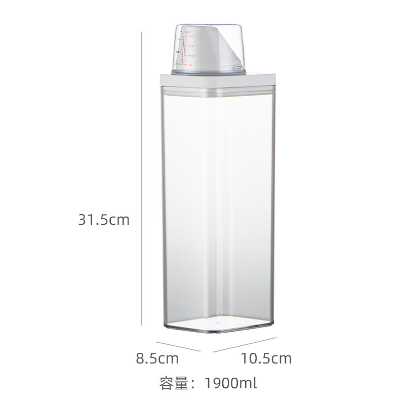 Lavado en polvo a prueba de humedad de almacenamiento simple transparente lavado y protección suministros sub-embalaje frasco de plástico detergente para la ropa sellado frasco con taza de medición