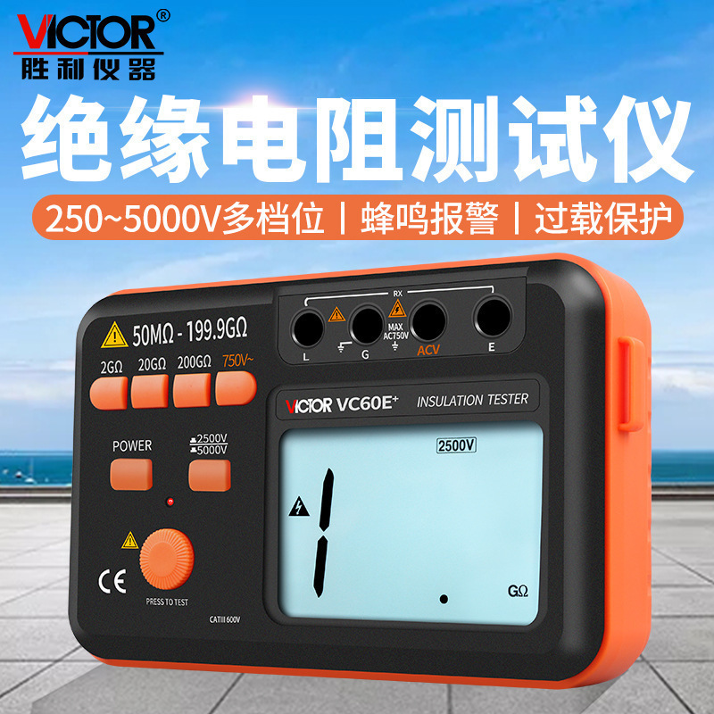 胜利仪器绝缘电阻测试仪VC60B+VC60D+数字兆欧表数字摇表电工