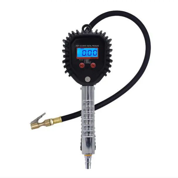 气压表电子高精度数显胎压表带充气头汽车轮胎监测器打气枪打气嘴