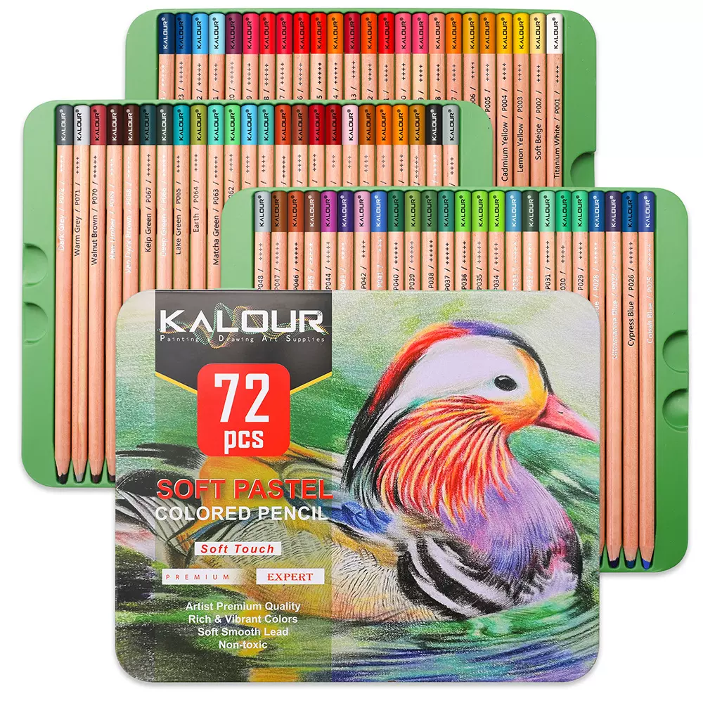 KALOUR72色粉画铅笔套装专业色粉碳笔美术绘画用品 跨境热销