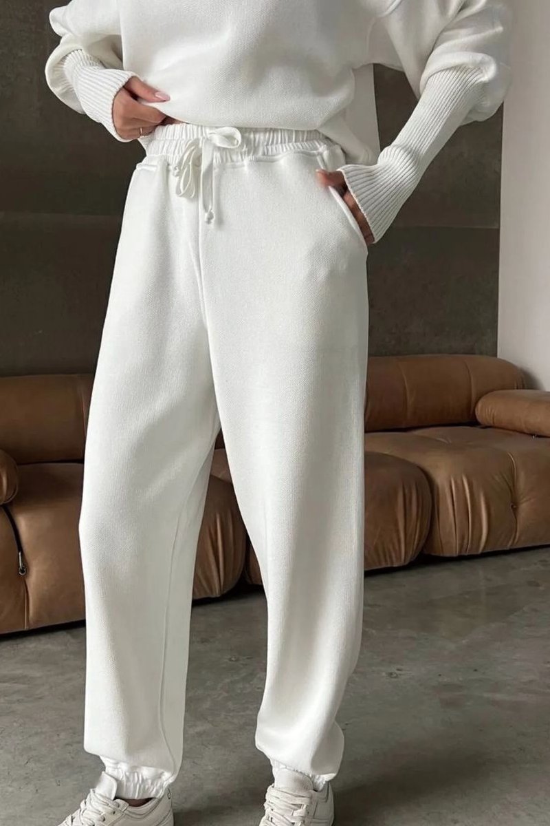 Women's Clothing 2024 independent station new styles_Autumn and winter temperament leisure solid color zipper sweater two piece suit_voghion.com