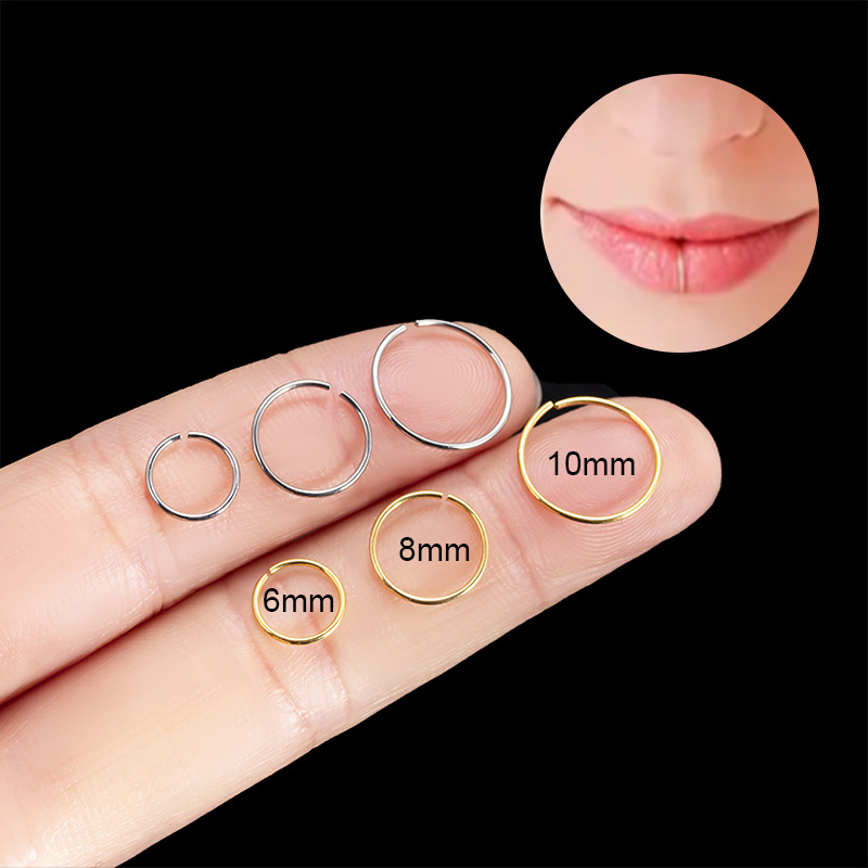 G23/F136 titanium 20g circle lip ring nose ring cartilage earrings fashion European and American foreign trade titanium puncture jewelry