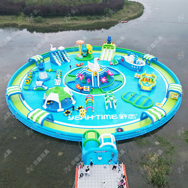 Outdoor Water Castle Floating Island Paradise Inflatable Water Park Slide Bridge Floating Bridge Scenic Spot Equipment Customization