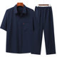 Summer Middle-aged and Elderly Men's Ice Silk Shirt Dad's Clothes Summer Clothes Short-sleeved suit Middle-aged and Elderly Men's Grandpa Clothes