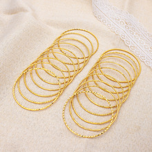 黄金色细圈手镯 2mm线圈女款手环黄铜镀金手饰直播间热卖款手饰